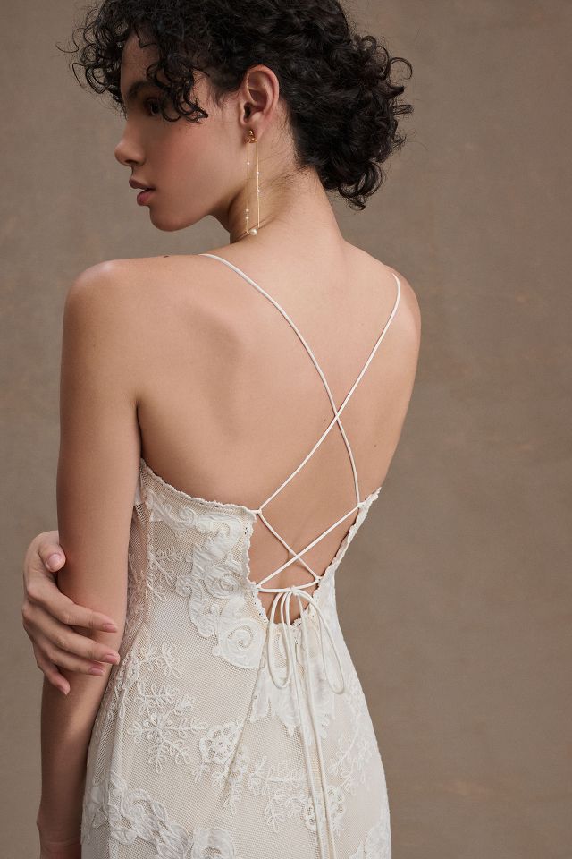 Bhldn Gaspard Straight Neck Lace Wedding Gown Anthropologie