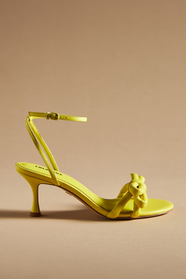 Lola Cruz Puff-bow Heels In Yellow