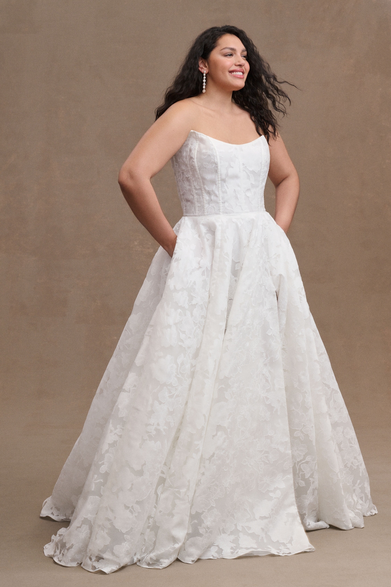 Jenny by Yoo Holden Off-The-Shoulder Corset Floral Lace Ball-Skirt Wedding Gown