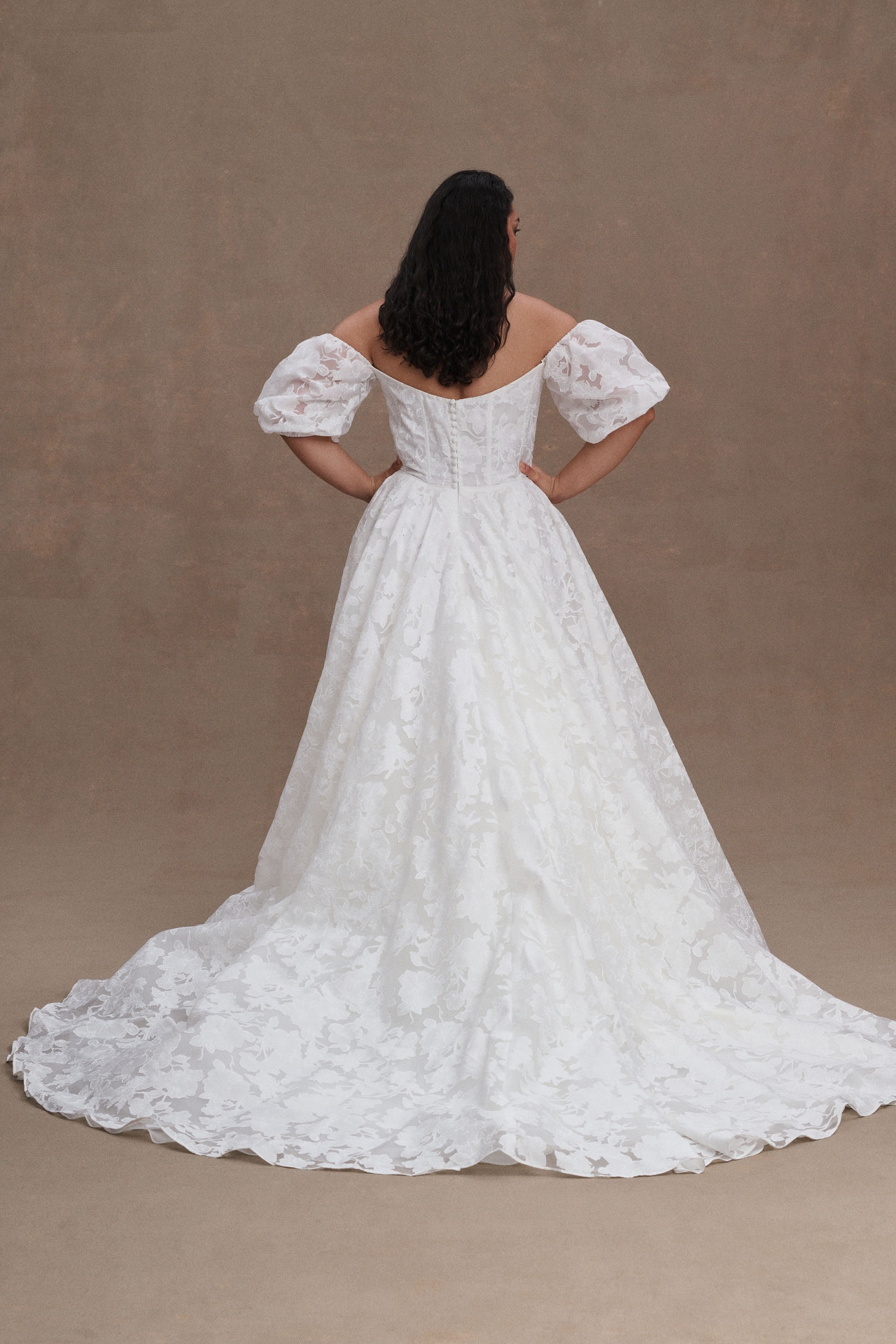 Jenny by Yoo Holden Off-The-Shoulder Corset Floral Lace Ball-Skirt Wedding Gown