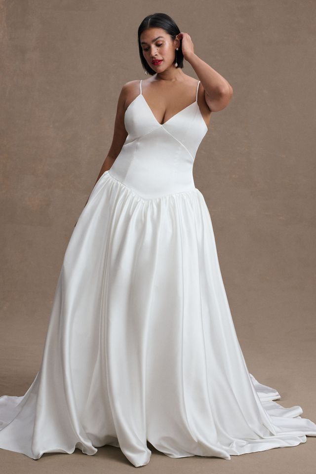 Jenny by Jenny Yoo Sheridan Drop-Waist Stretch-Satin Wedding Gown #3