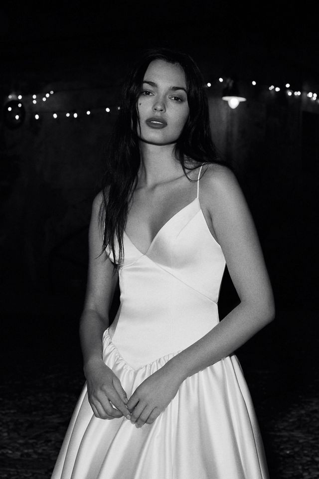 Jenny by Jenny Yoo Sheridan Drop-Waist Stretch-Satin Wedding Gown #9