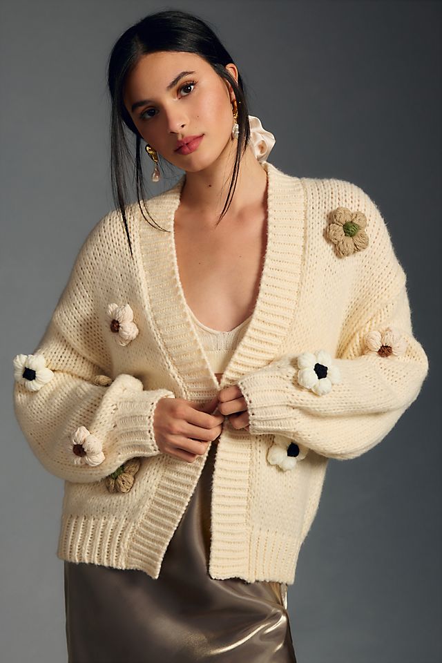 The Susannah 3-D Flower Cardigan Sweater
