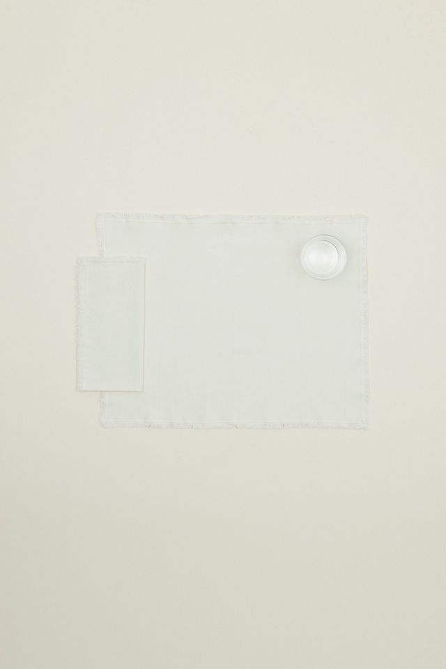 Ivory Cotton Fringed Placemats Set of 4