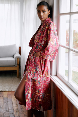 Printfresh Fox Long Robe | Anthropologie
