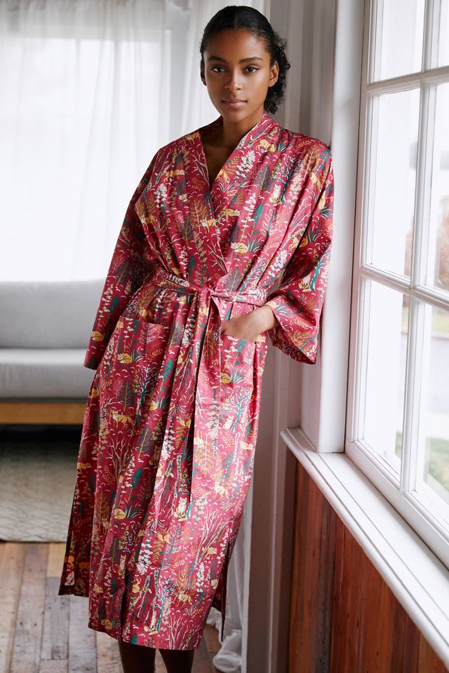 Printfresh Fox Long Robe | Anthropologie