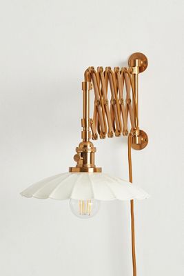 Greta Scalloped Accordian Plug-In Sconce Wall Light