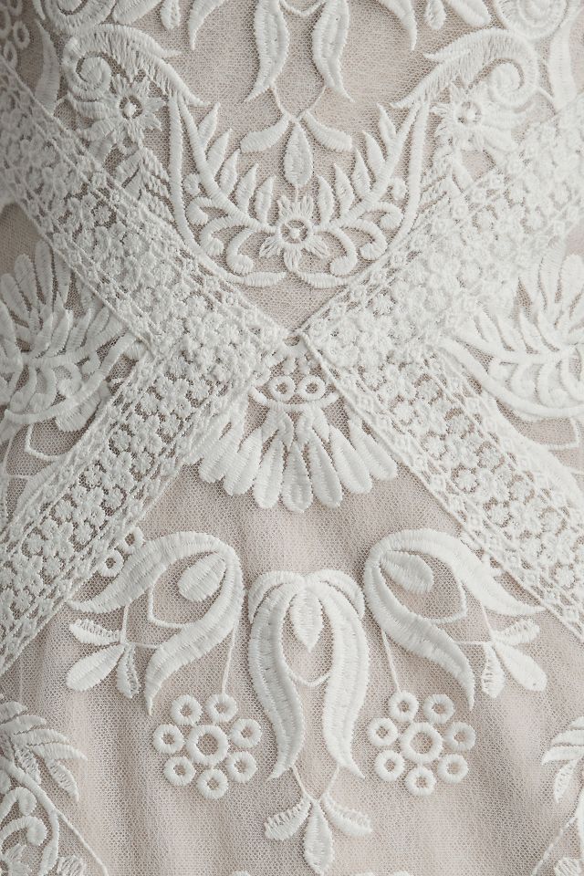 Wtoo by Watters Valette Square-Neck Lace Wedding Gown | Anthropologie