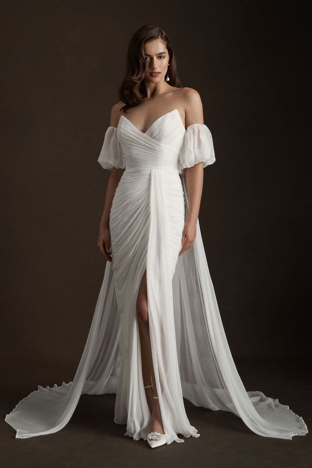 Sweetheart Watters Anthropologie Strapless Wedding Lupine Gown Mesh Sheath |