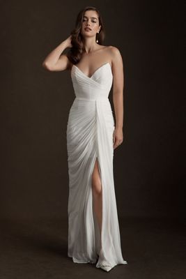 Watters Lupine Strapless Sweetheart Mesh Sheath Wedding Gown