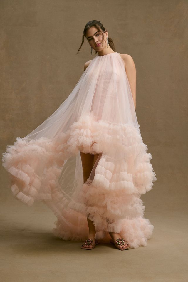 Mac Duggal Juliana HighLow RuffleHem Tulle Tent Gown Anthropologie