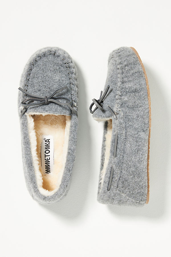 Minnetonka Comfy Moc Slippers In Grey