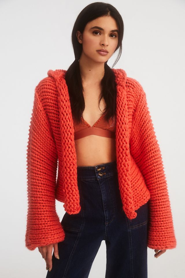 By Anthropologie Cozy Knit Hooded Cardigan Sweater #4