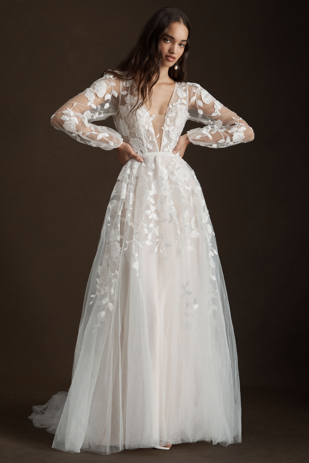 Willowby by Watters Olena Long-Sleeve Lace Wedding Gown