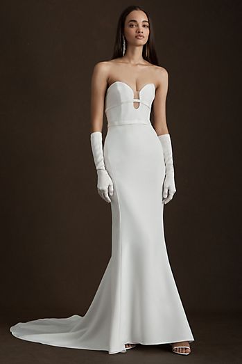 Besa Brie Strapless Sweetheart Crepe Wedding Gown