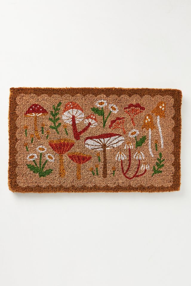 Mushroom and Gnome Indoor Outdoor Mat