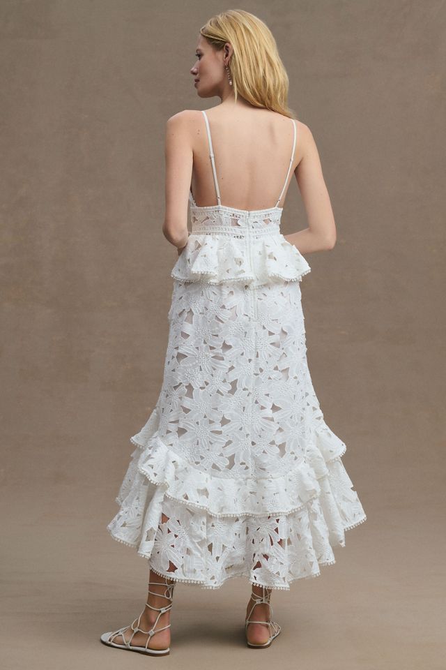 Rococo Sand Leiko Allover Lace V-Neck Peplum Gown  #4