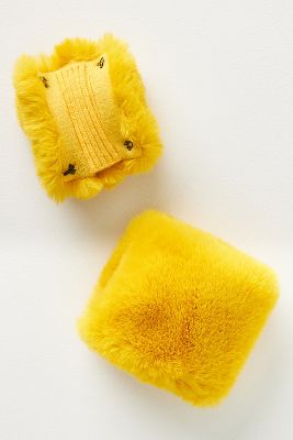 By Anthropologie Faux Fur Cuffs In Yellow