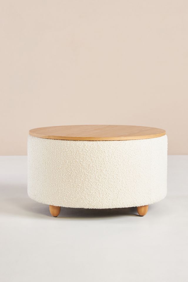 Wood top online ottoman