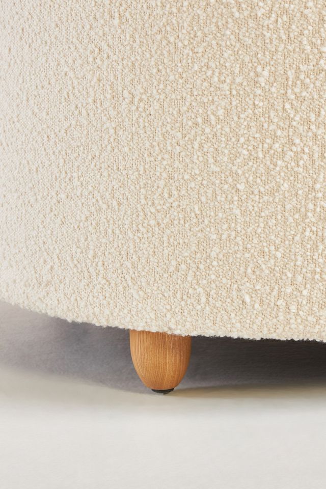 Bouclé Louise Wood-Topped Storage Ottoman #1