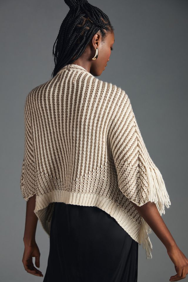 Metallic Fringe Cardigan Sweater #1
