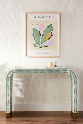 Anthropologie Waterfall Moroccan Inlay Console Table In Blue
