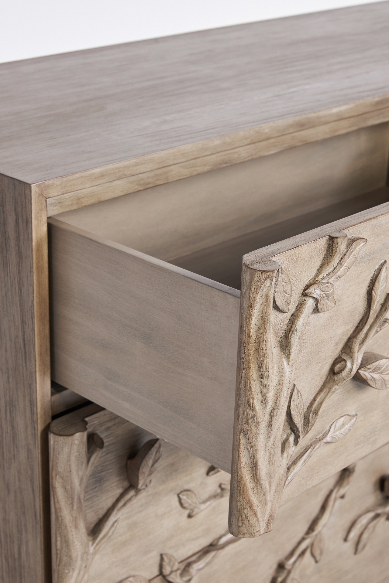 Handcarved Ornithology Six-Drawer Dresser