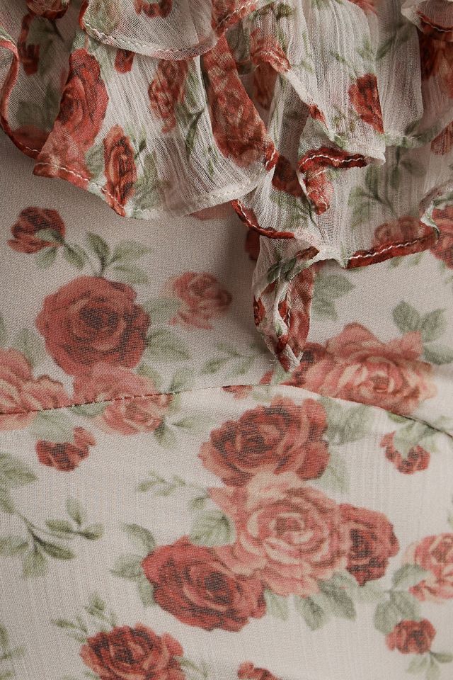 Sachin & Babi Ivy Rose Chiffon Flutter-Sleeve Ruffled V-Neck Gown #3