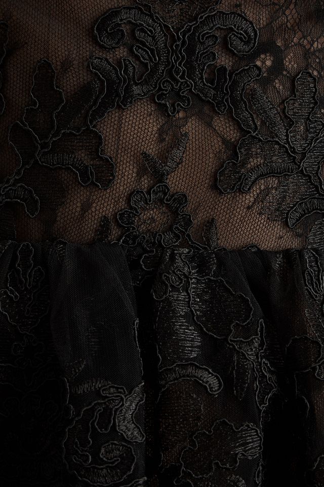 V. Chapman Ophilia Ruffled Peplum Front-Slit Lace Corset Gown #6