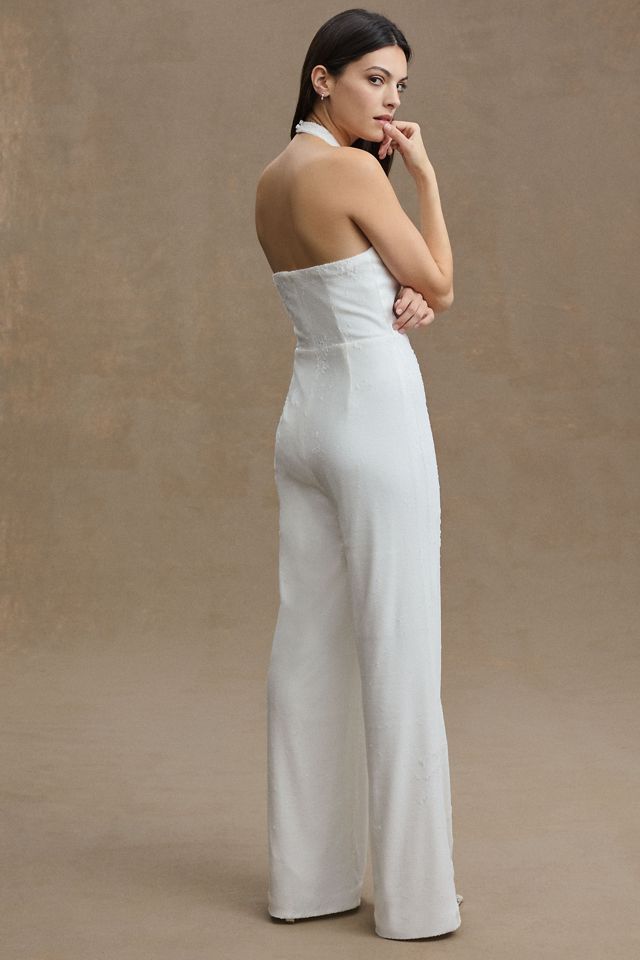 Halston Danielle Cutout Halter Wide-Leg Sequin Jumpsuit | Anthropologie