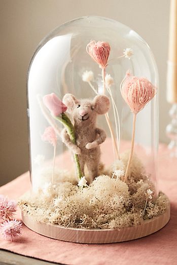 Sweet Rose Felted Mouse