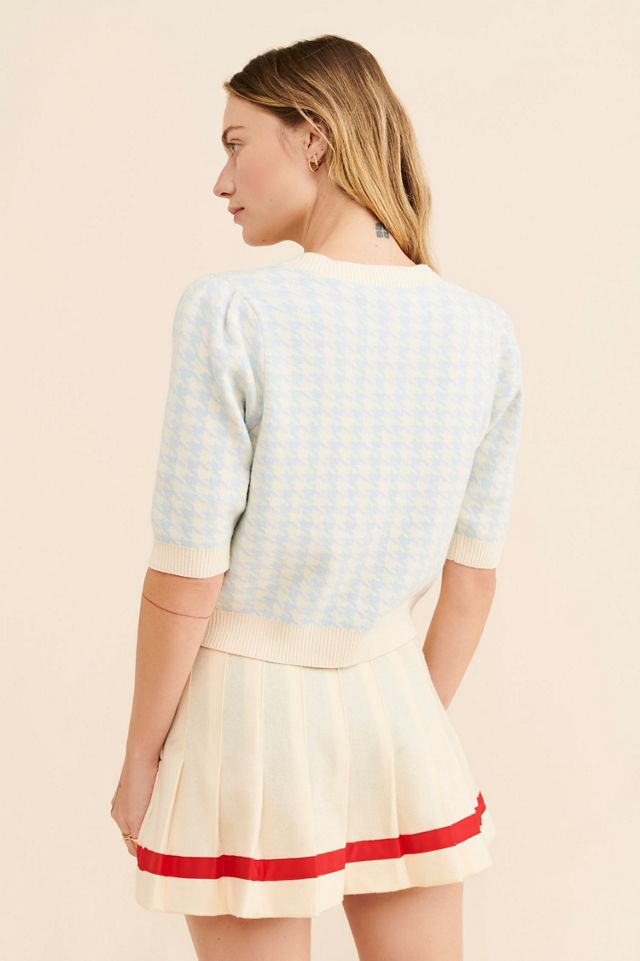 Vigoss Cropped Houndstooth Cardigan