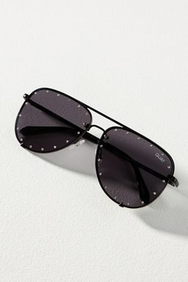 Quay High Key Rhinestone Oversized Aviator Sunglasses | Anthropologie