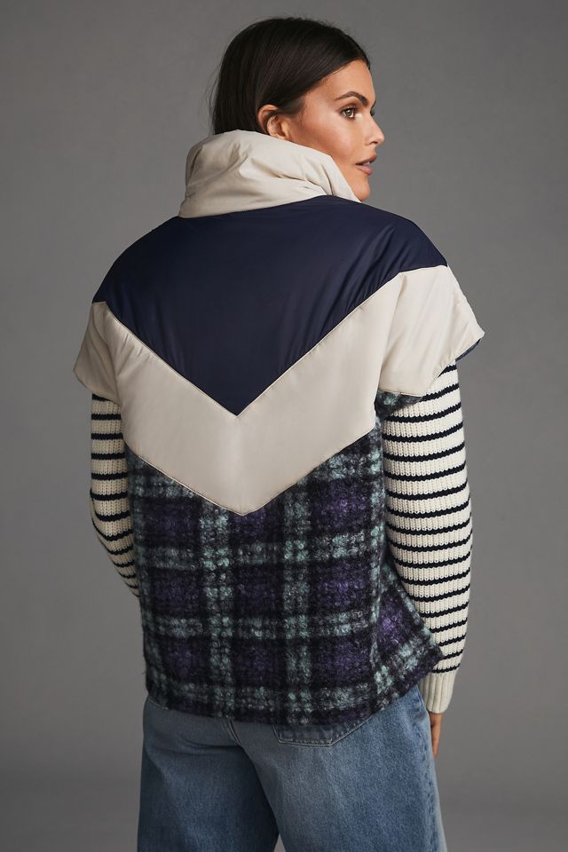 By Anthropologie Plaid Puffer Poncho #2