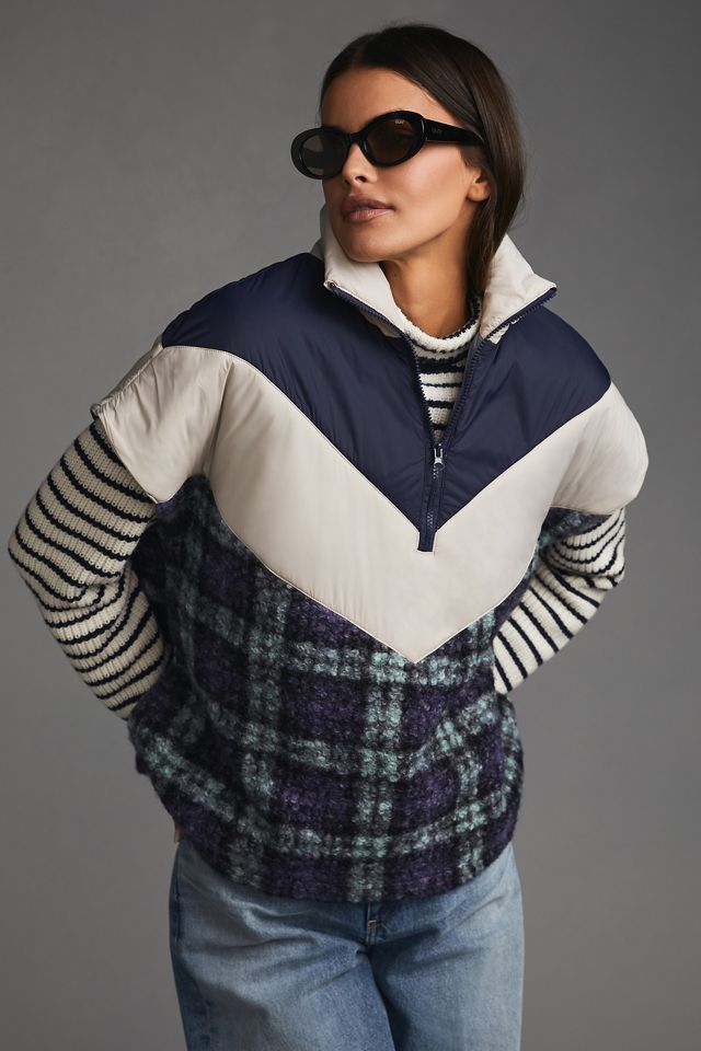 By Anthropologie Plaid Puffer Poncho #3