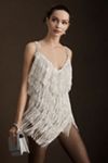 Bronx and Banco Barbie Blanc Fringe V-Neck Mini Dress | Anthropologie