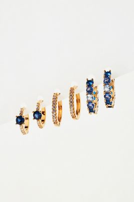 Set of Three Birthstone Hoop Earrings
