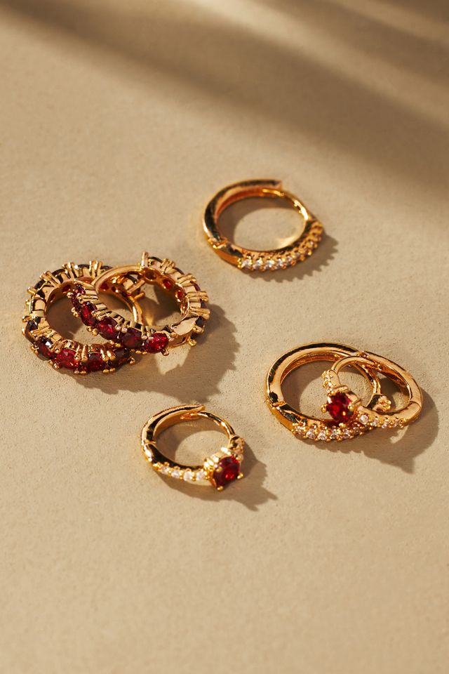 Set of Three Birthstone Hoop Earrings #3