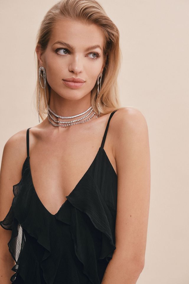 BHLDN Jia Bias-Cut Ruffled V-Neck Gown | Anthropologie