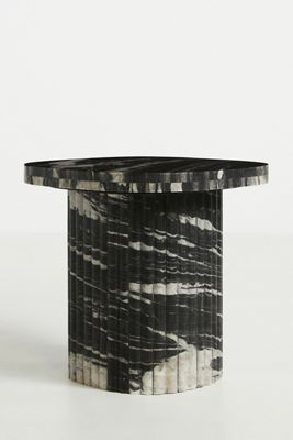 Kanta Square 18"  Fluted Marble Side Table