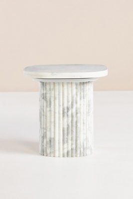 Anthropologie Kanta Marble Side Table In Beige