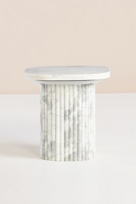 Kanta Square 18"  Fluted Marble Side Table