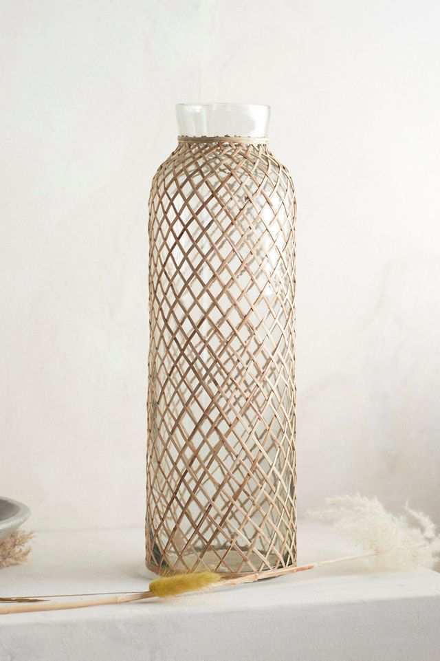 Rattan Wrapped Glass Vase #2