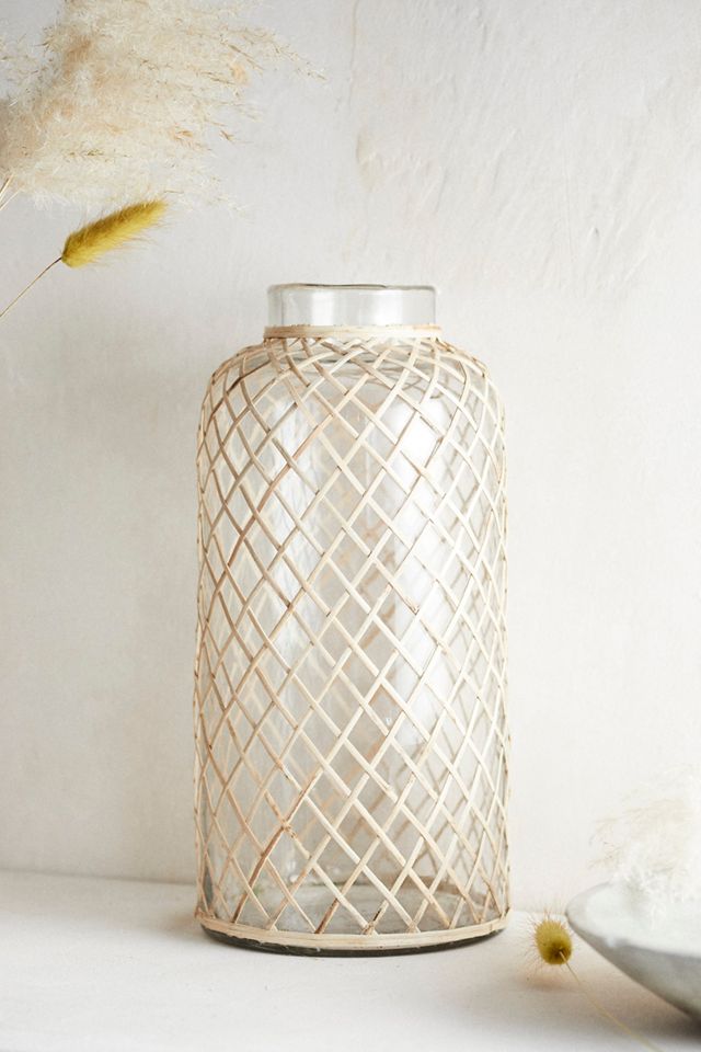 Rattan Wrapped Glass Vase #3