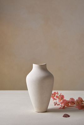 Organic Ceramic Vase, Tall Neutral - Thumbnail 5