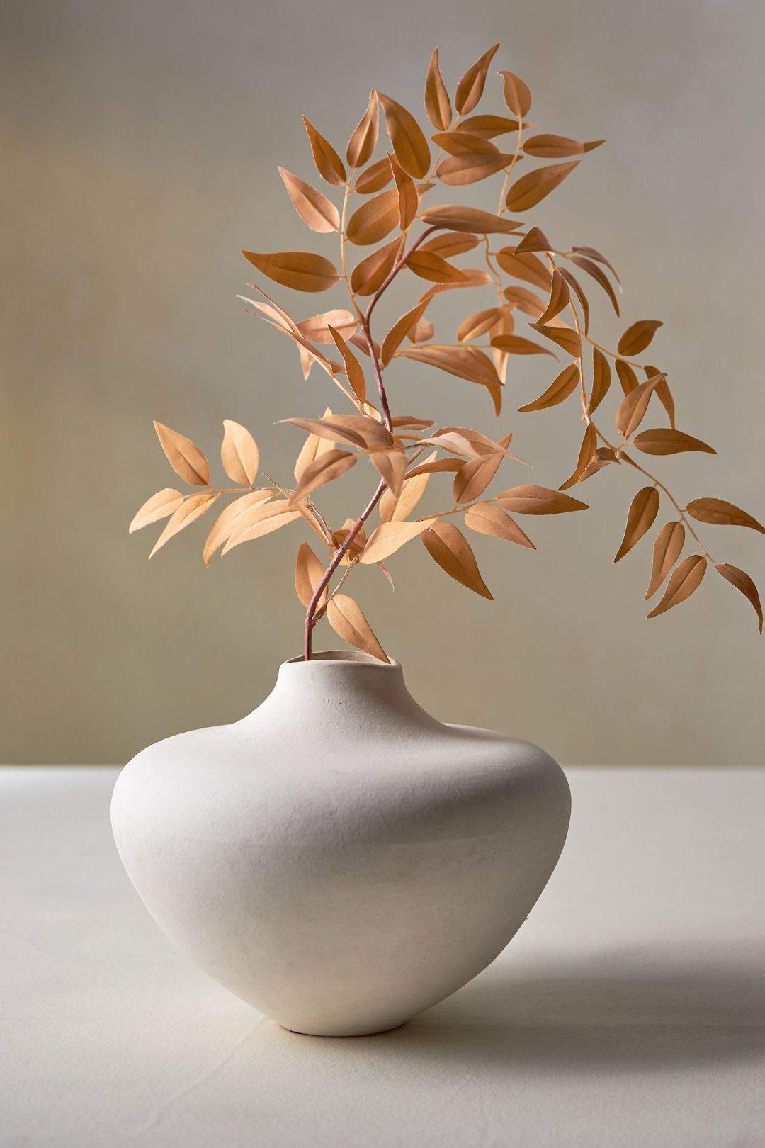 Organic Ceramic Vase, Short Neutral - White, Standard, One Size