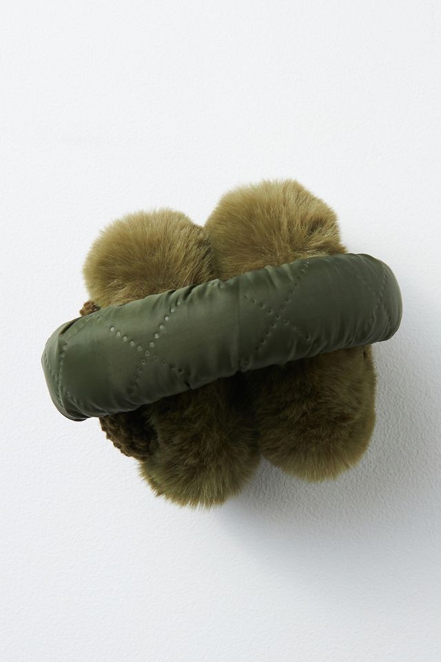 Anthropologie Fluffy Faux Fur Earmuffs - Olive Faux Fur Earmuffs | Anthropologie main image 3