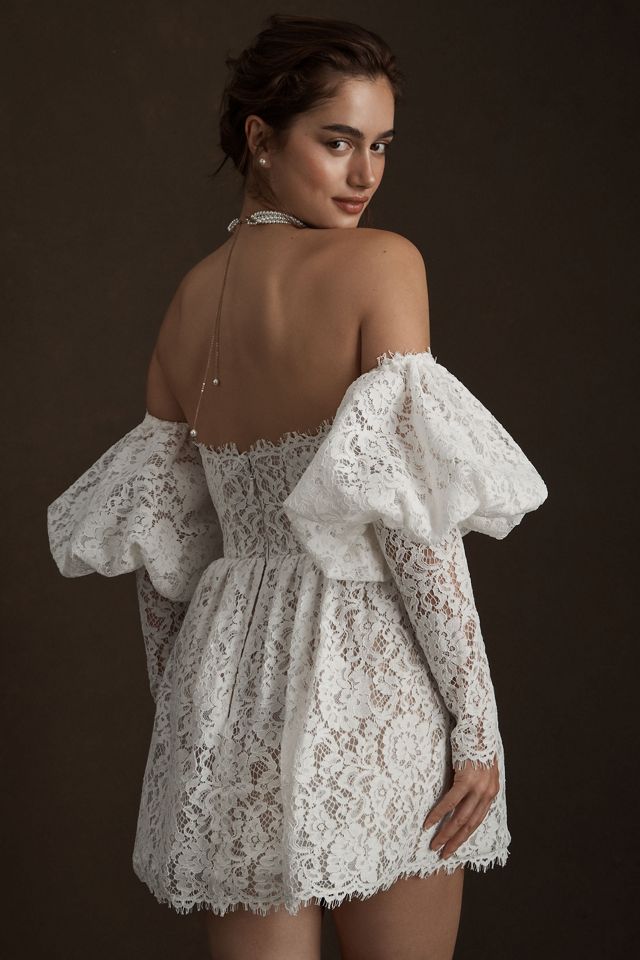 By Watters Tart Strapless Corset Lace A-Line Mini Dress