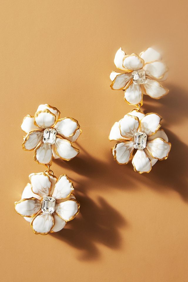 White Flower Earrings