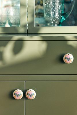 The Bistro Tile Stoneware Knobs, Set of 2: Garden Edition
